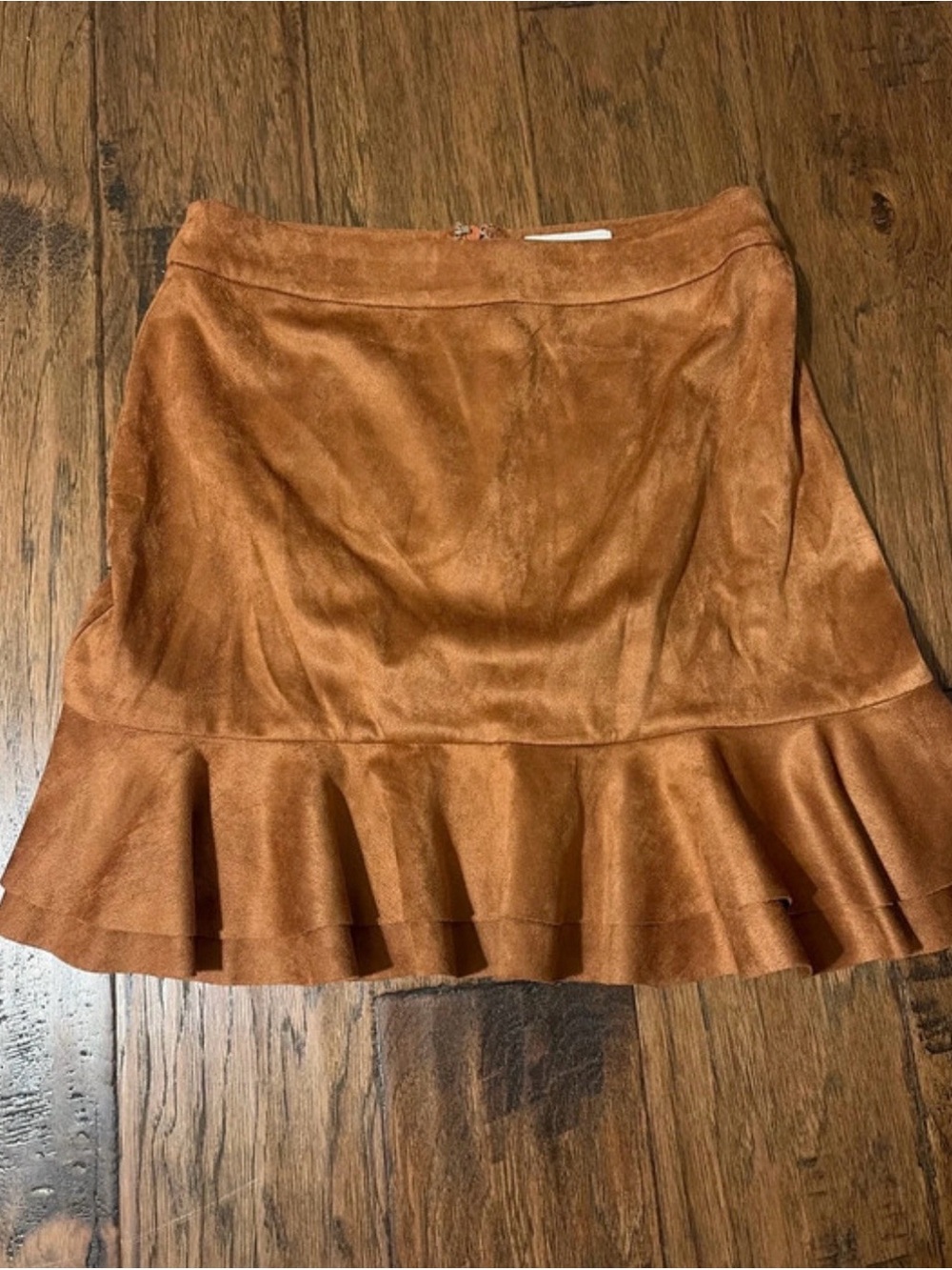 Dress Forum Suede-Look Mini Skirt in Cognac
